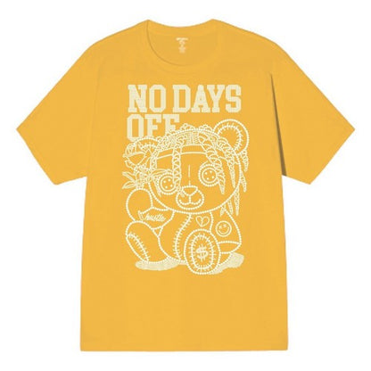 No Days Off Rhinestone Graphic Tee in Yellow