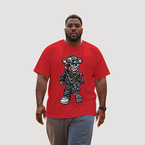Plus Size Robo Bear Graphic Tee in Red