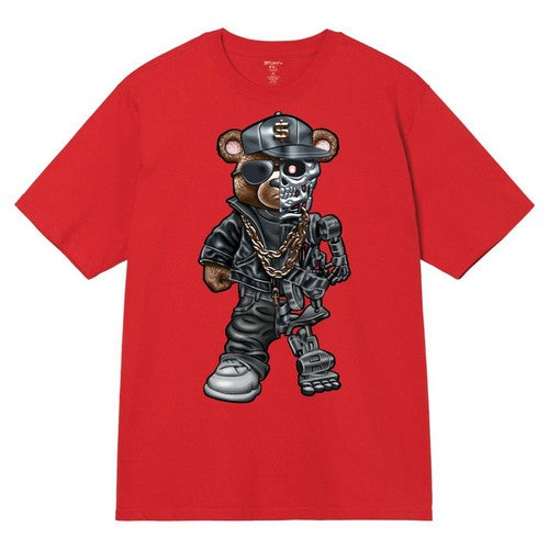 4041X Plus Size Robo Bear Graphic Tee in Red