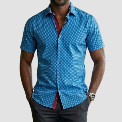 American Breed Short Sleeve Print Shirt in Blue