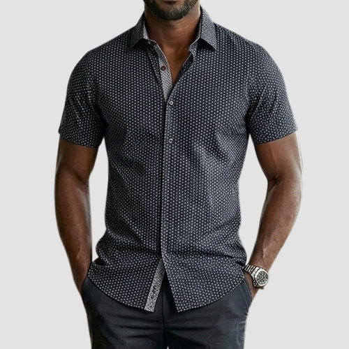American Breed Short Sleeve Print Shirt in Black