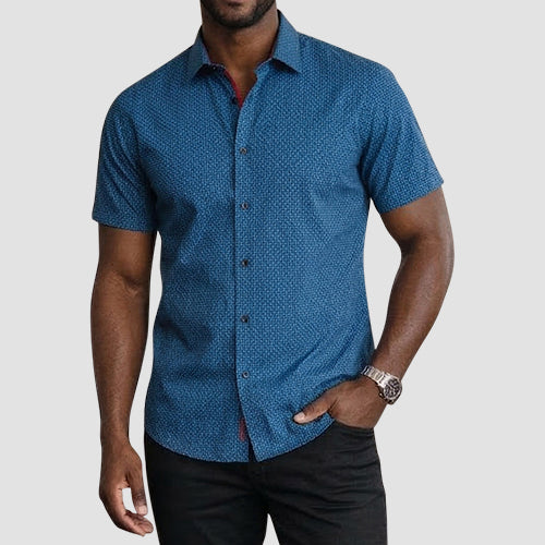 American Breed Short Sleeve Print Shirt in Blue