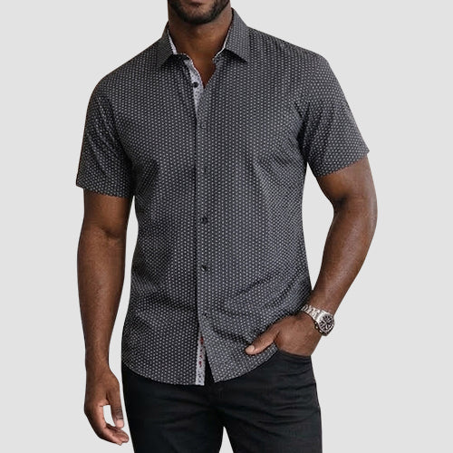 American Breed Short Sleeve Print Shirt in Black