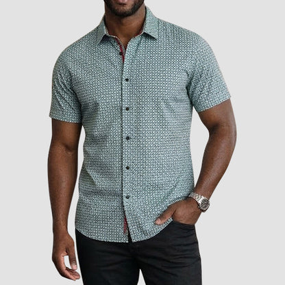 American Breed Short Sleeve Print Shirt in Pale Olive Green