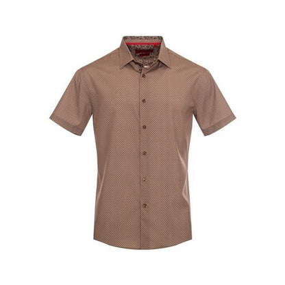 American Breed Short Sleeve Print Shirt in Brown Geo