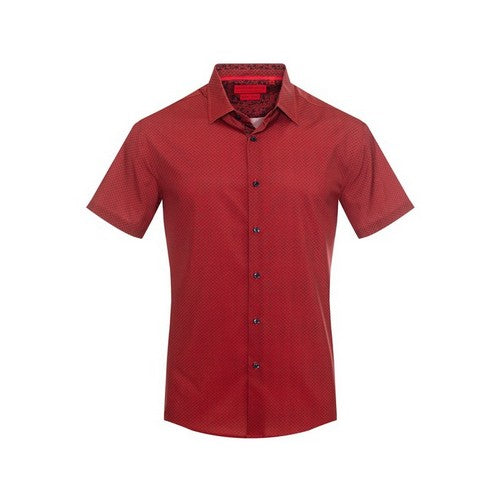American Breed Short Sleeve Shirt in Red Geo