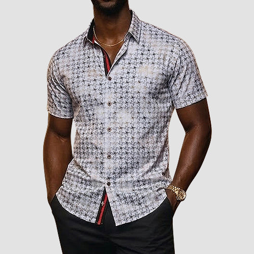 VIP Collection Short Sleeve Foil Shirt in White Black & Gold