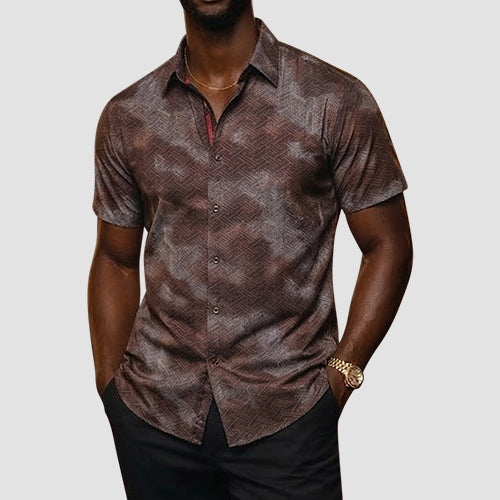 VIP Collection Short Sleeve Foil Shirt in Brown & Silver