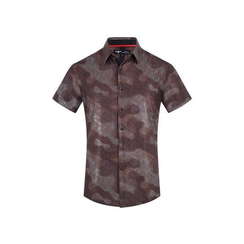 VIFOS-475 VIP Collection Short Sleeve Foil Shirt in Brown Cloud