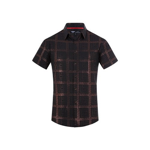 VIFOS-477 VIP Collection Short Sleeve Foil Shirt in Black & Bronze