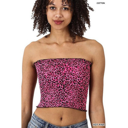 CT-3061 Leopard Smock Tube Top in Grey