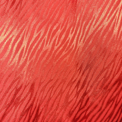 Tie Back High Neck Blouse in Red Tiger Stripe Satin