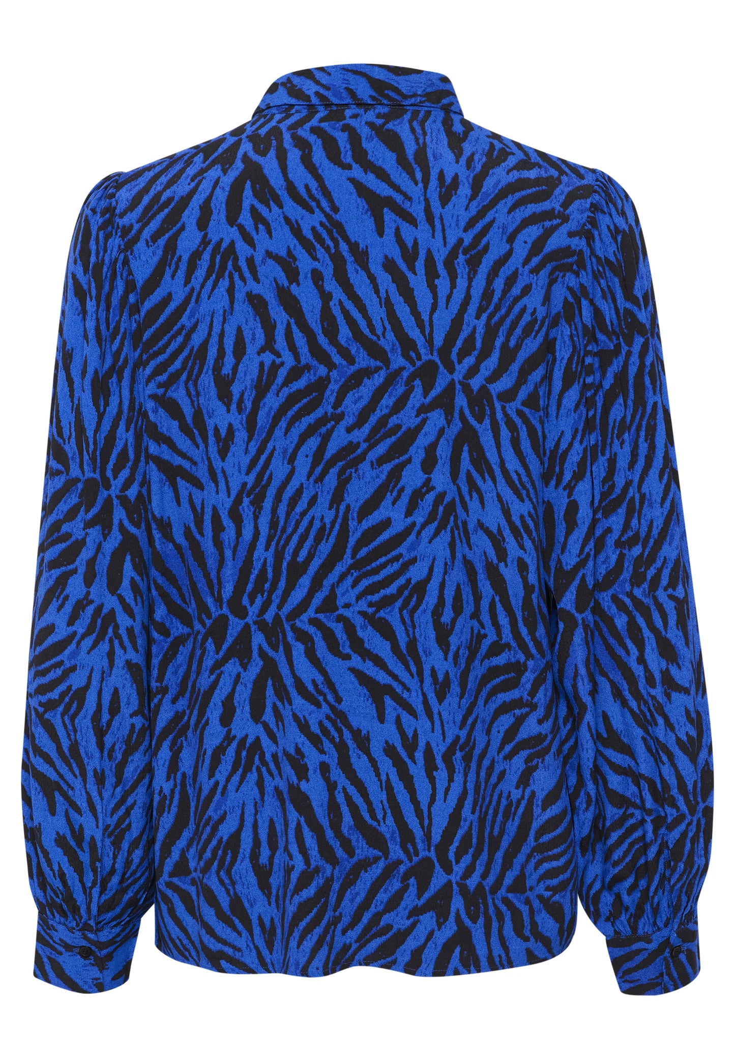 High Neck Blouse in Navy & Black Chiffon Tiger Print