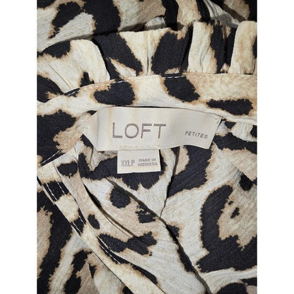 Elastic Cuff High Neck Blouse in Leopard Print