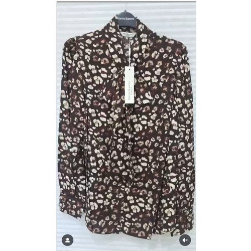 Pussy Bow Blouse in Brown Dalmatian Print