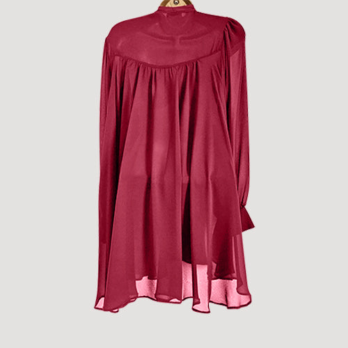 Pussy Bow Bell Shape Blouse in Magenta Satin