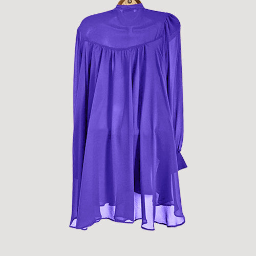 Pussy Bow Bell Shape Blouse in Purple Sateen Chiffon