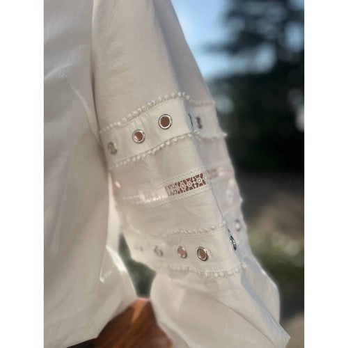 River Island 100% Cotton Eyelet Shirt in White