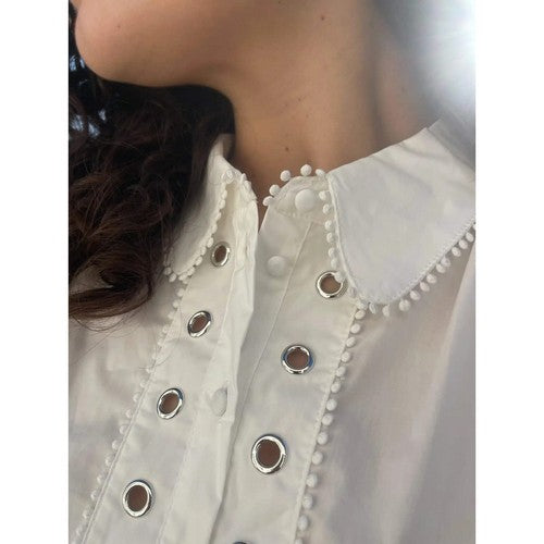 River Island 100% Cotton Eyelet Shirt in White