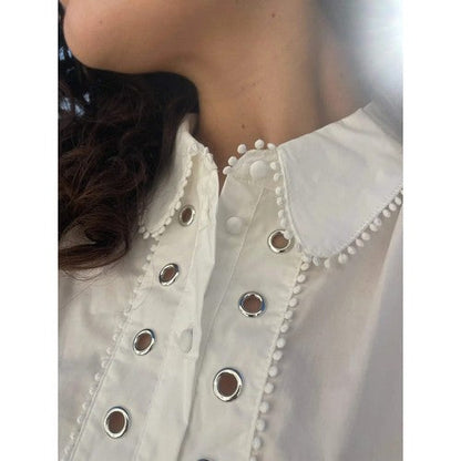 River Island 100% Cotton Eyelet Shirt in White