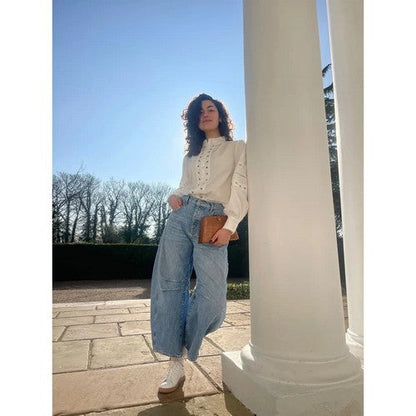 River Island 100% Cotton Eyelet Shirt in White