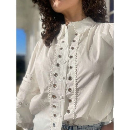 River Island 100% Cotton Eyelet Shirt in White