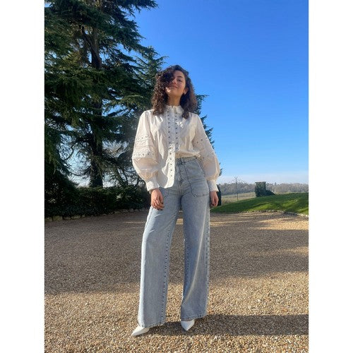 River Island 100% Cotton Eyelet Shirt in White