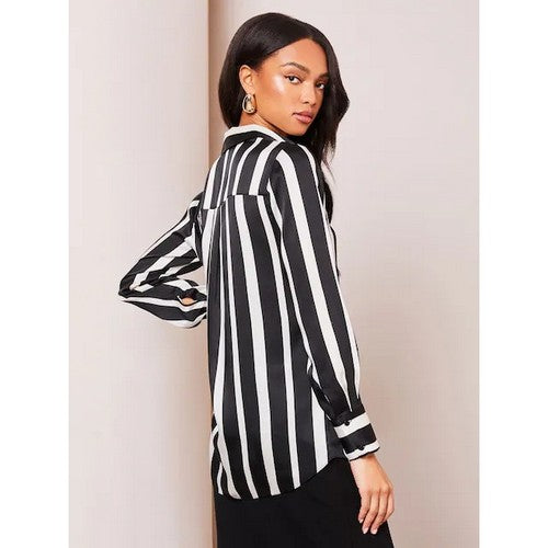 Lipsy Black Printed Satin Button Through Shirt