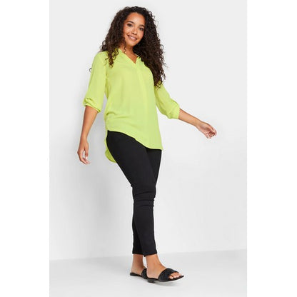 Roll Sleeve Longline Blouse in Yellow