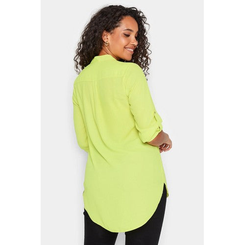 Roll Sleeve Longline Blouse in Yellow