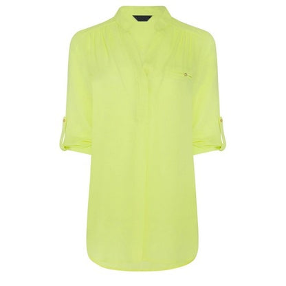 Roll Sleeve Longline Blouse in Yellow