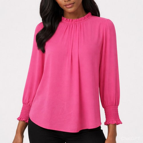 Tie Neck Blouse in Pink