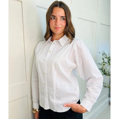 Naf Naf Panelled Batwing Shirt in White