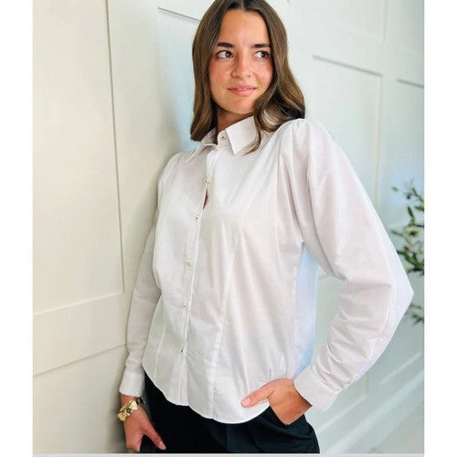 Naf Naf Panelled Batwing Shirt in White