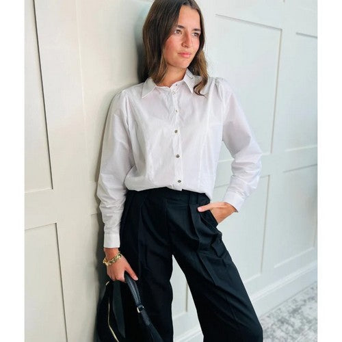 Naf Naf Panelled Batwing Shirt in White