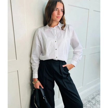 Naf Naf Panelled Batwing Shirt in White