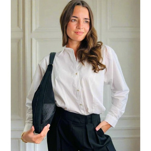 Naf Naf Panelled Batwing Shirt in White