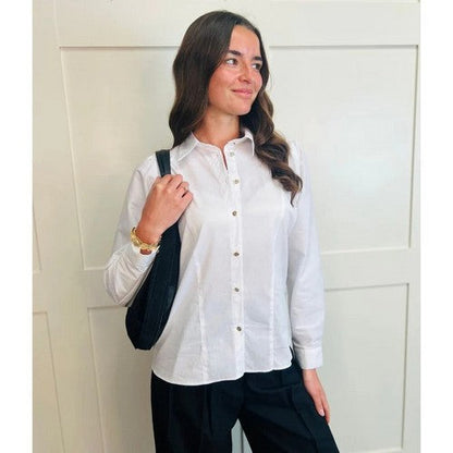 TOP4937-4 Naf Naf Panelled Batwing Blouse in White