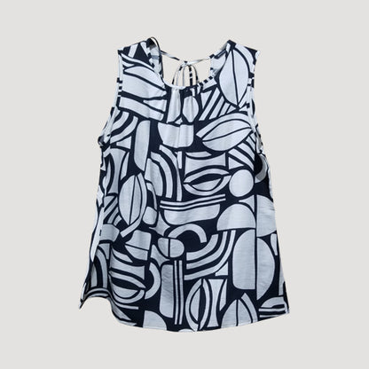 Roman Geometric Sleeveless Blouse in Black & White