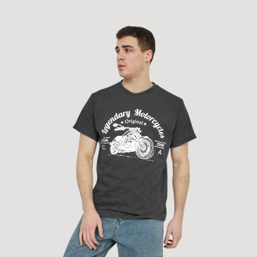 Size& Legendary Motorcycles Graphic Tee in Dark Grey