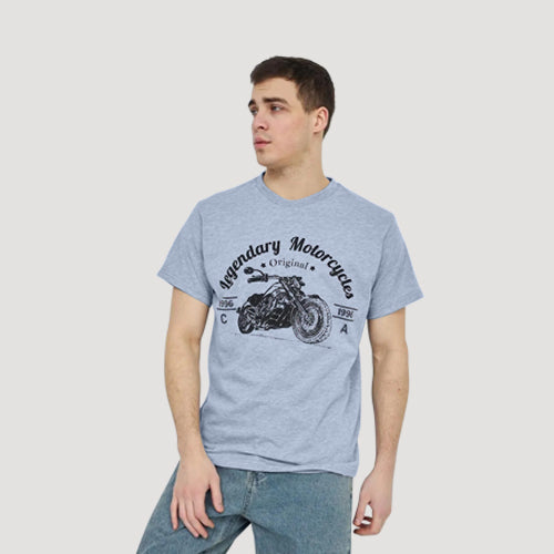Size& Legendary Motorcycles Graphic Tee in Grey
