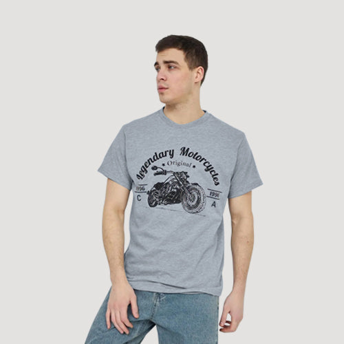 Size& Legendary Motorcycles Graphic Tee in Heather Grey