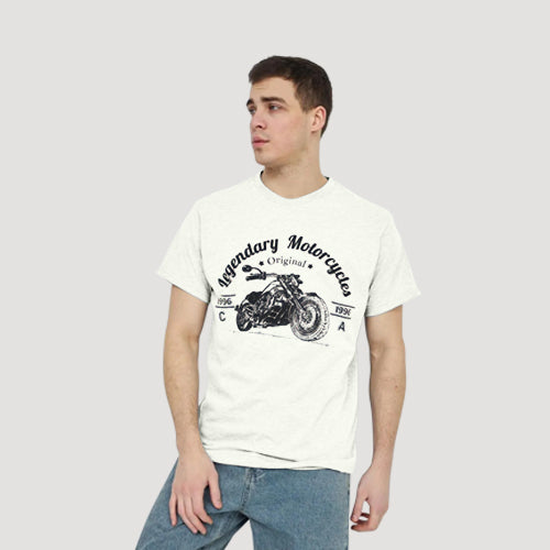 Size& Legendary Motorcycles Graphic Tee in Ivory