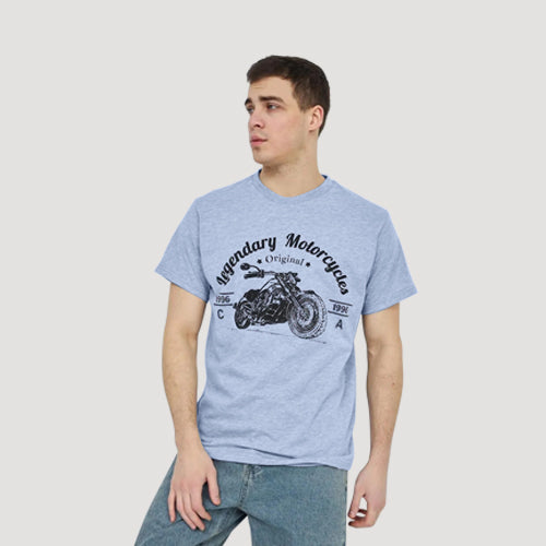 Size& Legendary Motorcycles Graphic Tee in Light Heather Grey