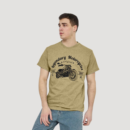 Size& Legendary Motorcycles Graphic Tee in Pale Beige