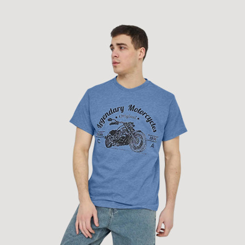 Size& Legendary Motorcycles Graphic Tee in Sky Blue