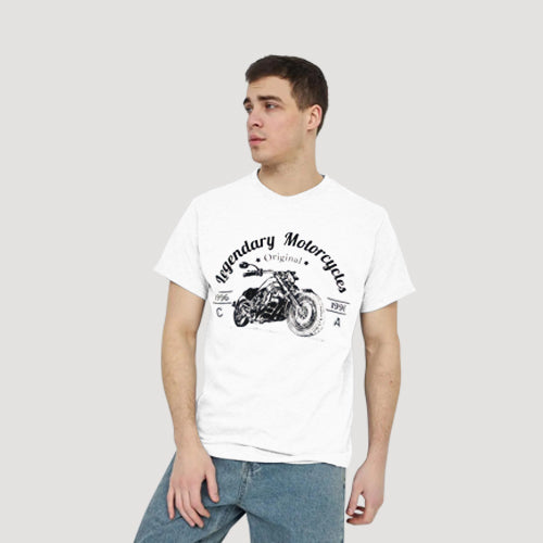 Size& Legendary Motorcycles Graphic Tee in White