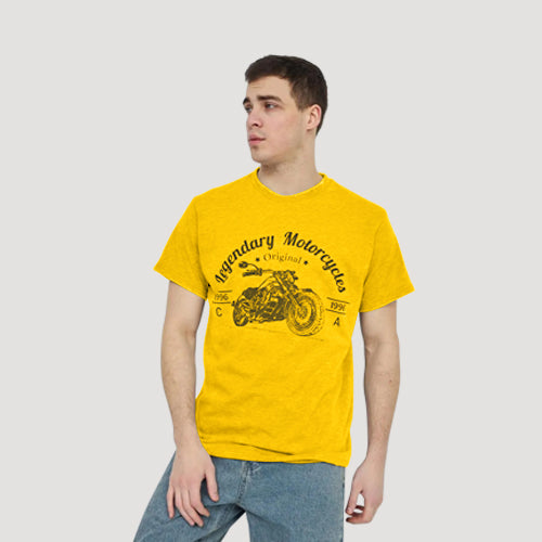 Size& Legendary Motorcycles Graphic Tee in Yellow