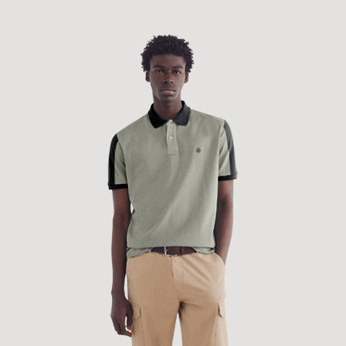 Rock & Rock Springfield Two-Tone Polo Shirt in Heather Grey