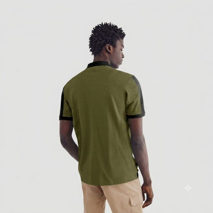 Rock & Rock Springfield Two-Tone Polo Shirt in Olive